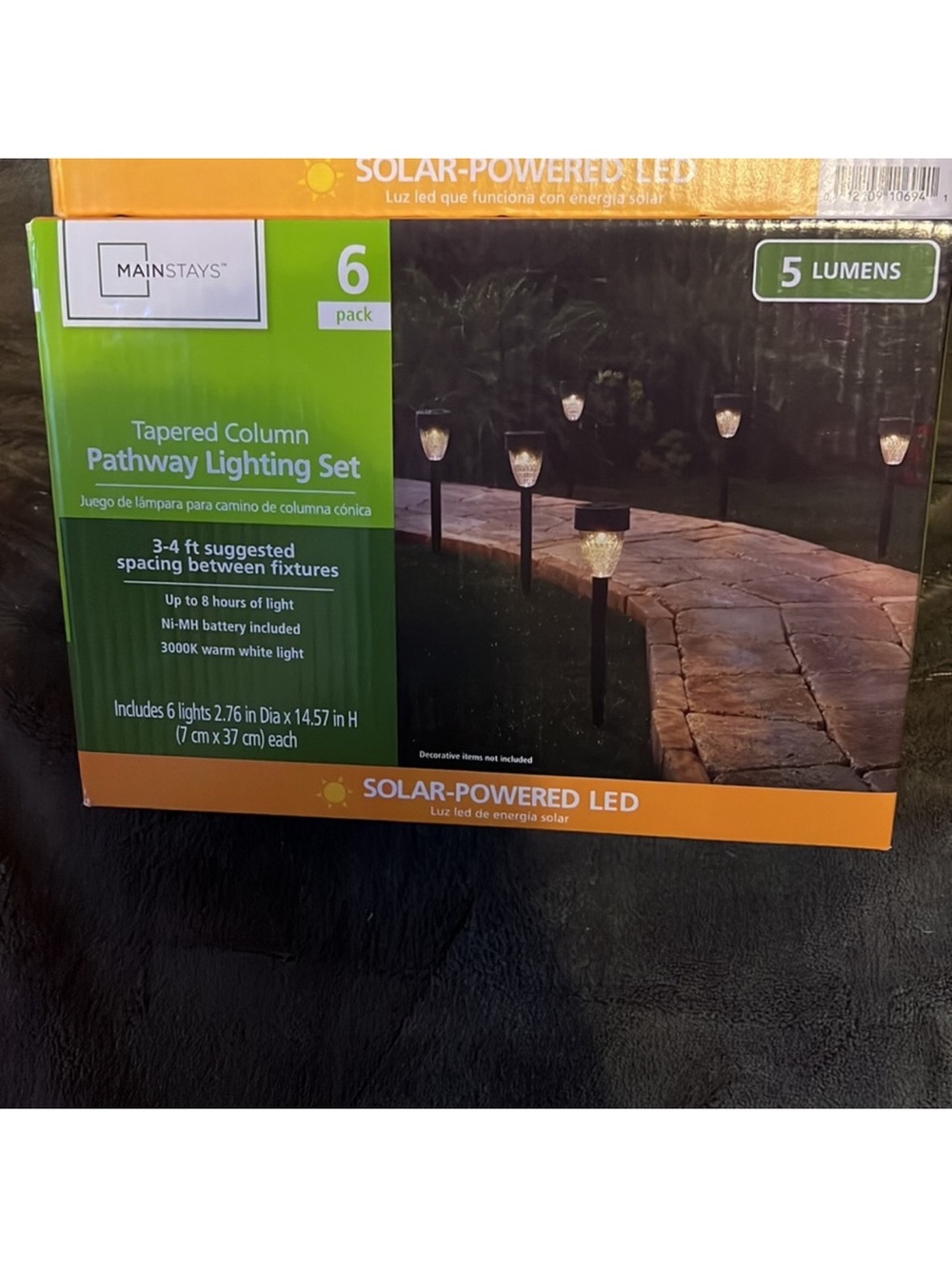 Mainstays Solar-Powered LED Pathway Lights - Black